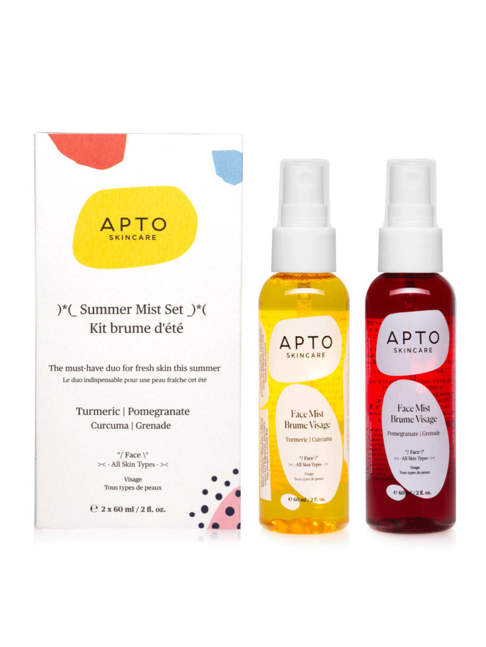 2-Pack: New APTO Skincare Face Mist Spray Set Turmeric & Pomegranate (2 oz ea)